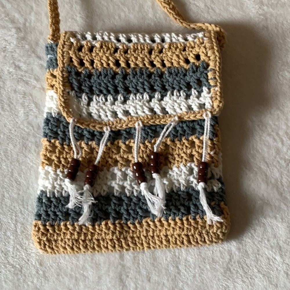 Handcrafted Crochet Crossbody Bag - Multicolor purse new